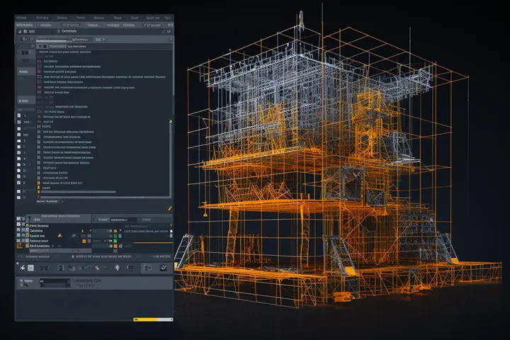 Projeto em 3D de construção de prédio